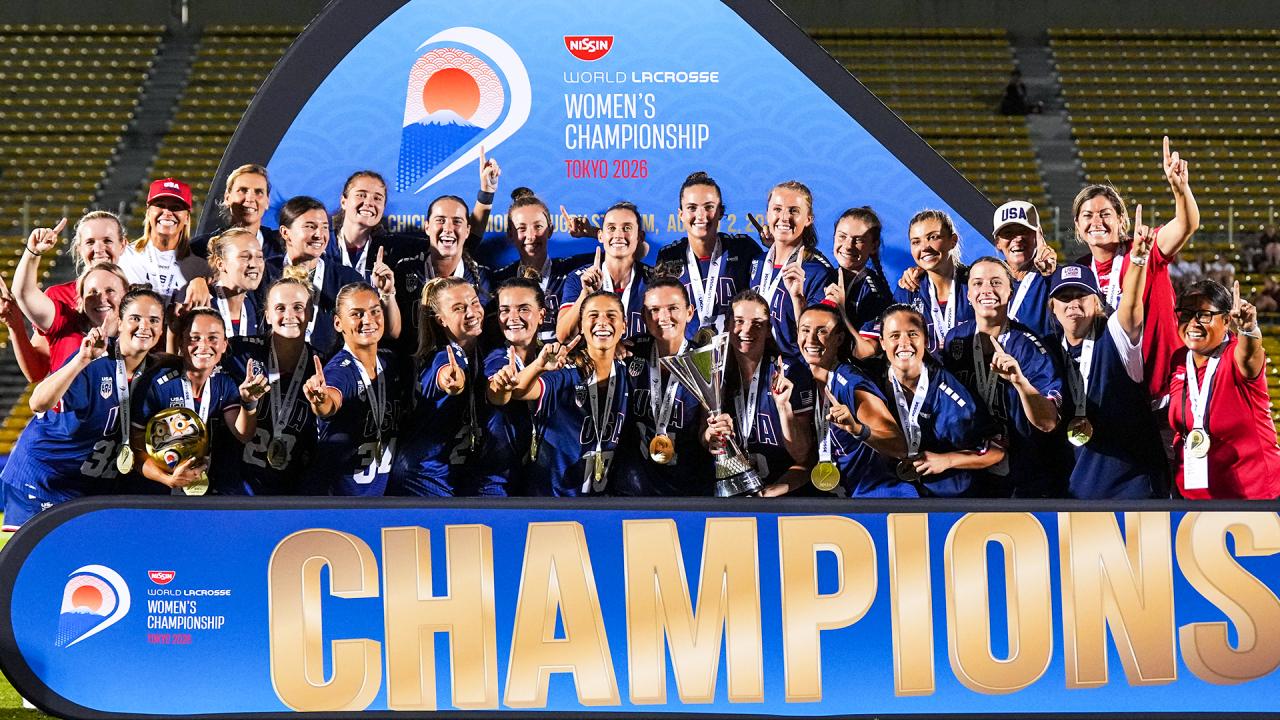 The U.S. Women's National Team poses with gold medals and world championship trophy at Prince Chichibu Memorial Stadum in Tokyo, Japan.