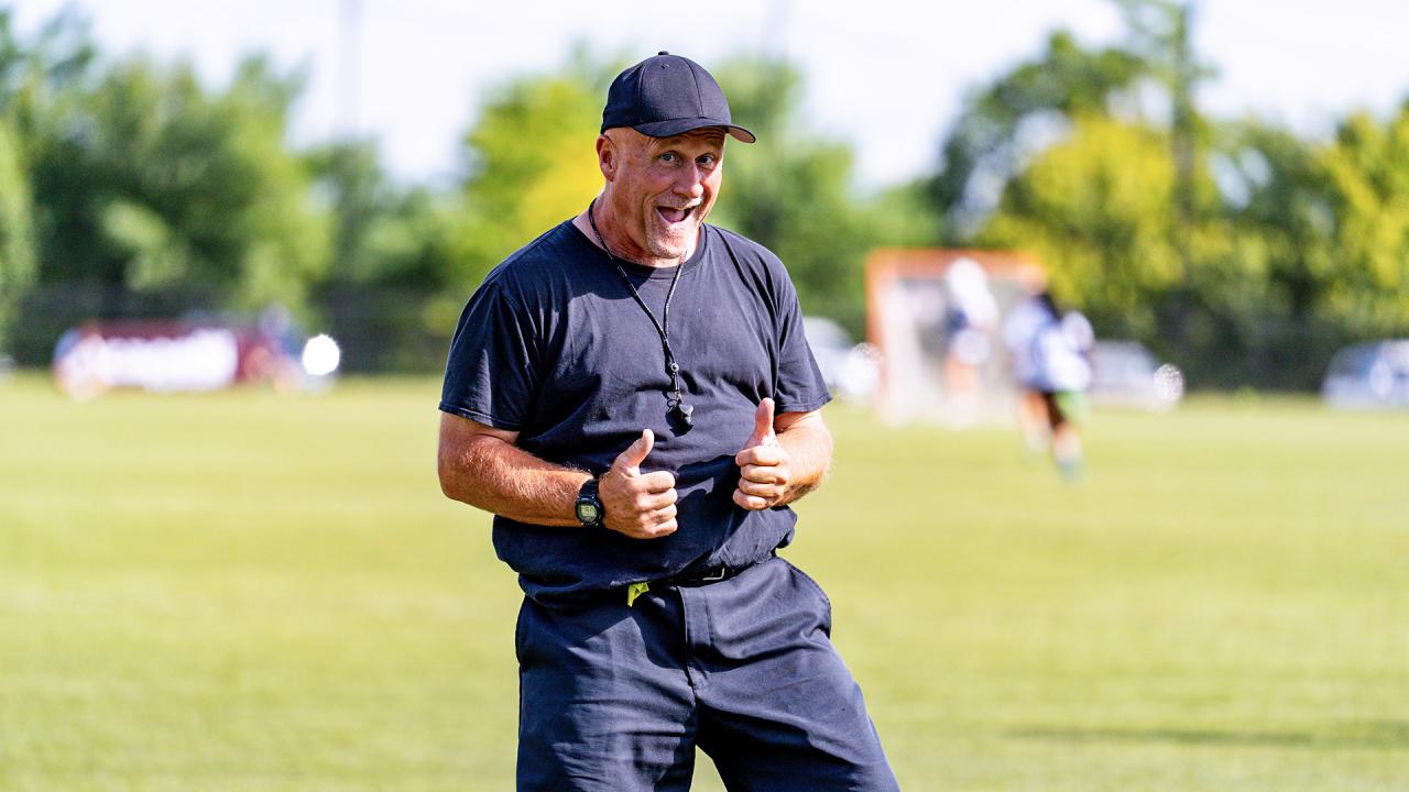 Women's lacrosse official Frank Handley at the USA Lacrosse National Team Development Program National Combine in Sparks, Md.