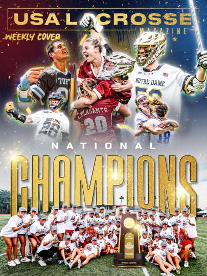 USA Lacrosse Magazine Weekly Cover depicting six NCAA lacrosse champions