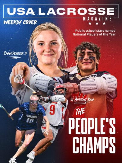 USA Lacrosse Magazine Weekly Cover featuring Emma Penczek of Manchester Valley (Md.) and Anthony Raio of Half Hollow Hills (N.Y.)