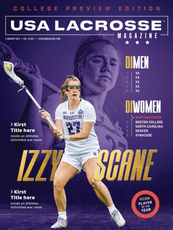 February 2024 USA Lacrosse Magazine cover featuring Izzy Scane