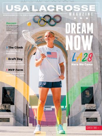 November 2023 USA Lacrosse Magazine cover with Dempsey Arsenault